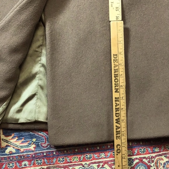 🖤 LARRY LEVINE Tan 💯% Wool Black Velvet Collar Single Breasted Dress Coat - Picture 10 of 14